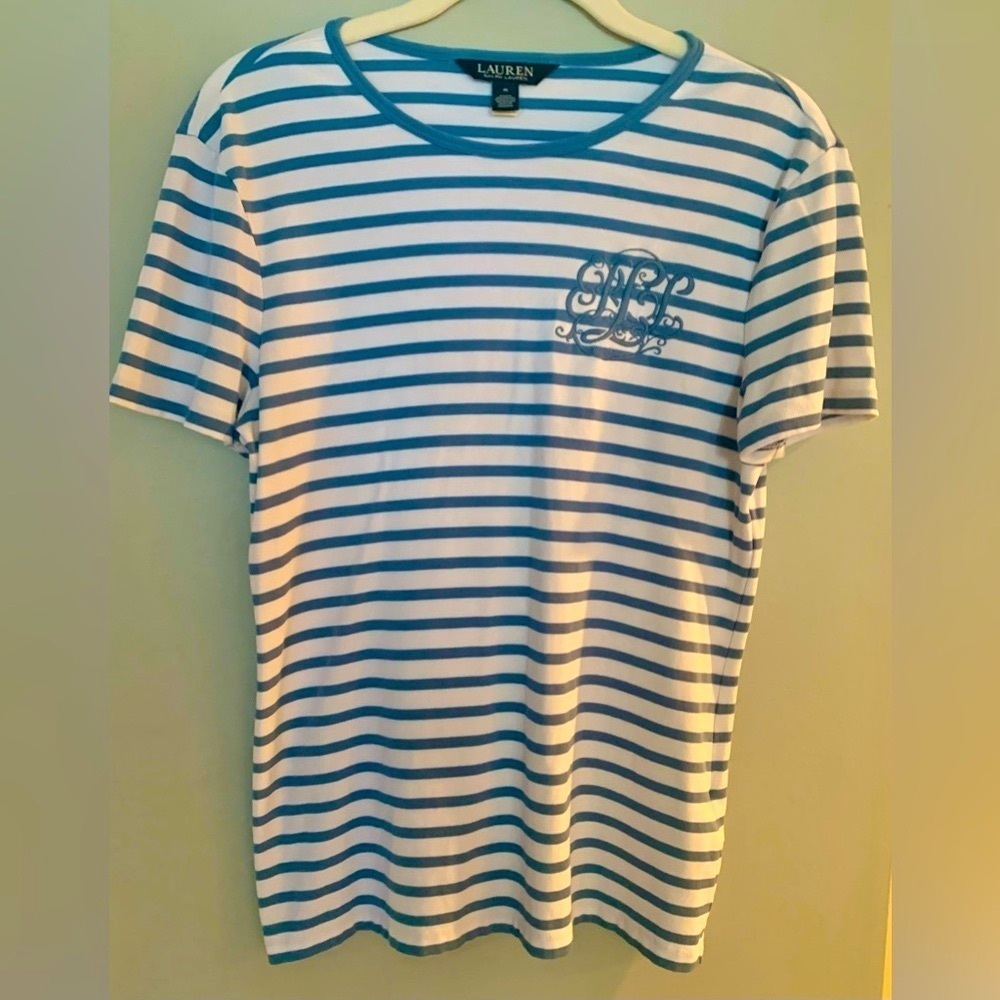 Lauren Ralph Lauren Blue Striped Top - M